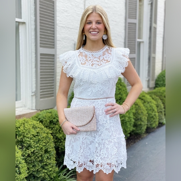 Adelyn Rae - Sachia Ruffled Lace Dress in White